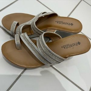 Patrizia by Spring Step Women Silver Wedges 40 eur size 9 bling rhinestone